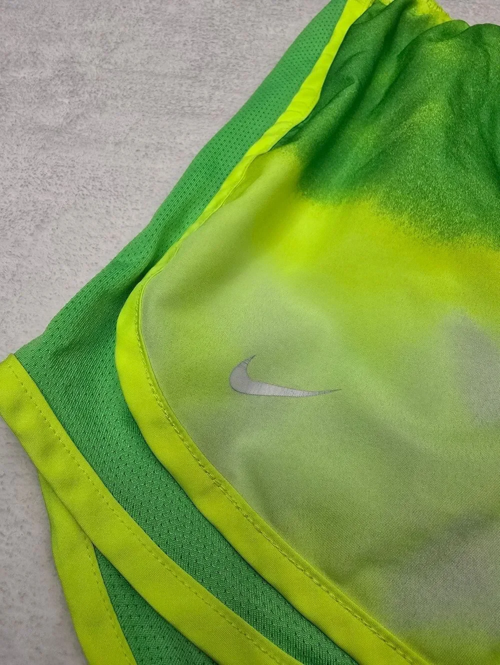 Nike Dri-FIT Emporia State Running Shorts Neon Green Tie Dye Athletic Size M